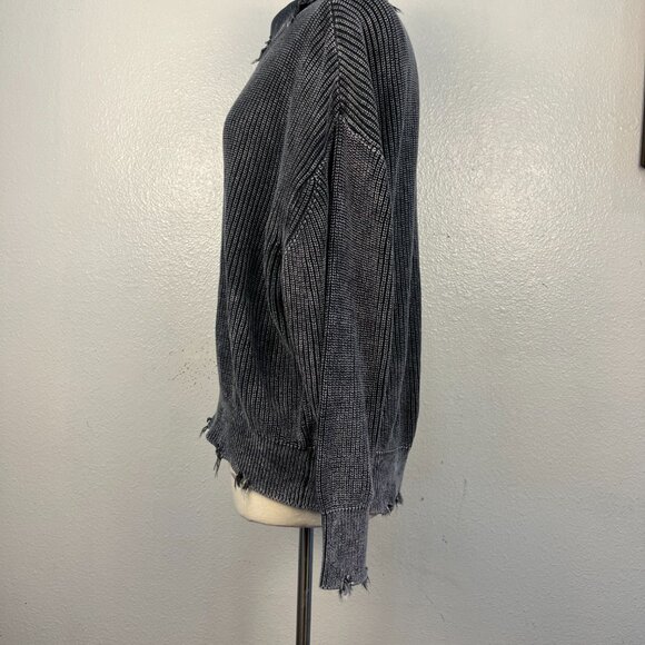 Young Fabulous Broke Womens Cameron Turtleneck Distressed Burnout Sweater Sz S/M - Picture 5 of 9